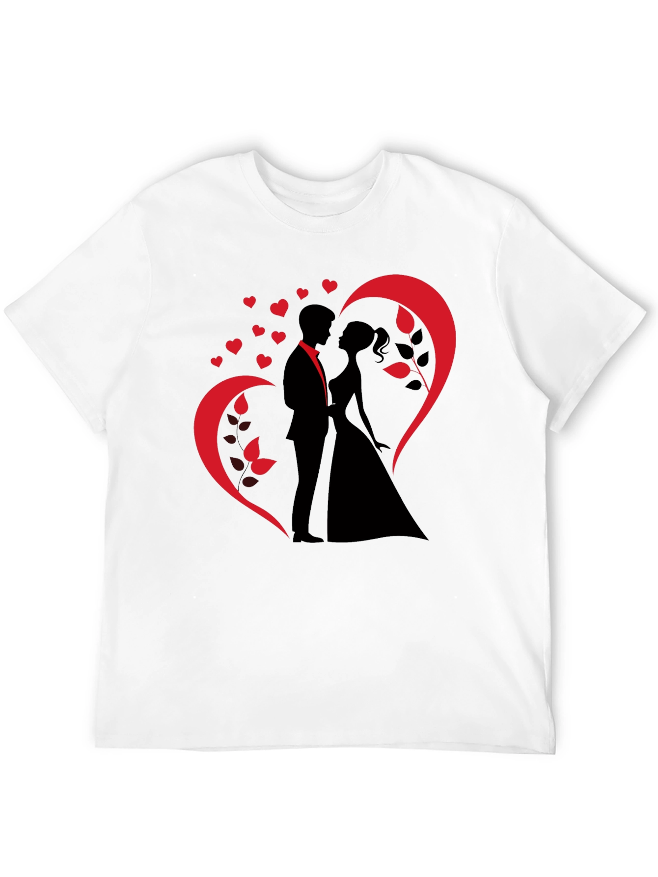 Romantic Couple Heart Design Black T-Shirt