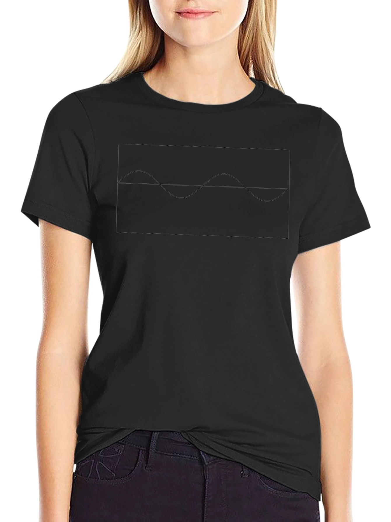 Sine Wave Graphic Tee - Black Cotton Casual Shirt