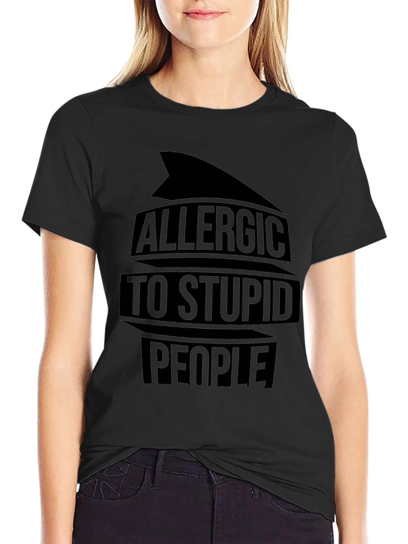 Allergic to Stupid People Black T-Shirt