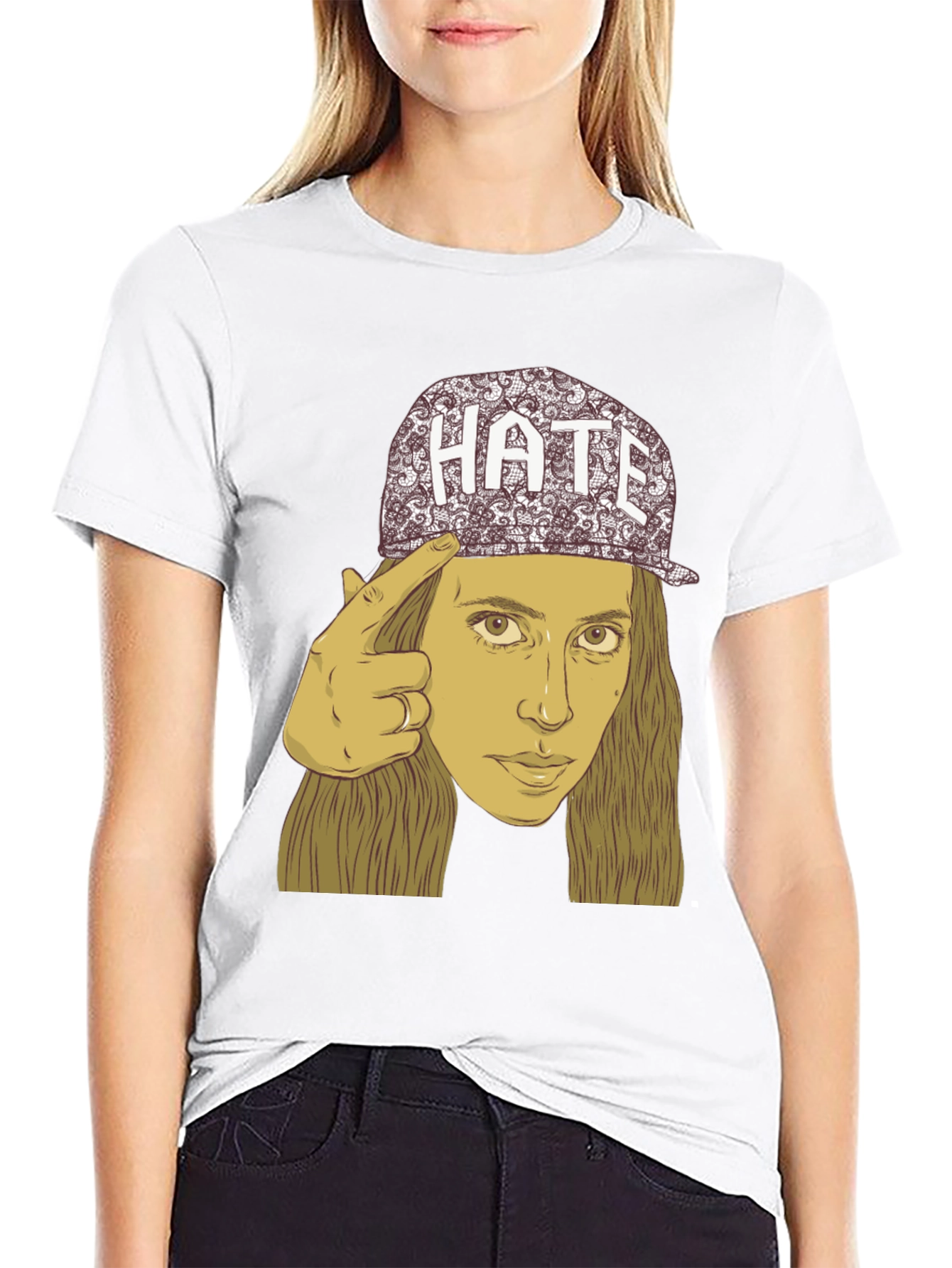 Hate Cap Tee - Edgy Graphic Print Unisex T-Shirt