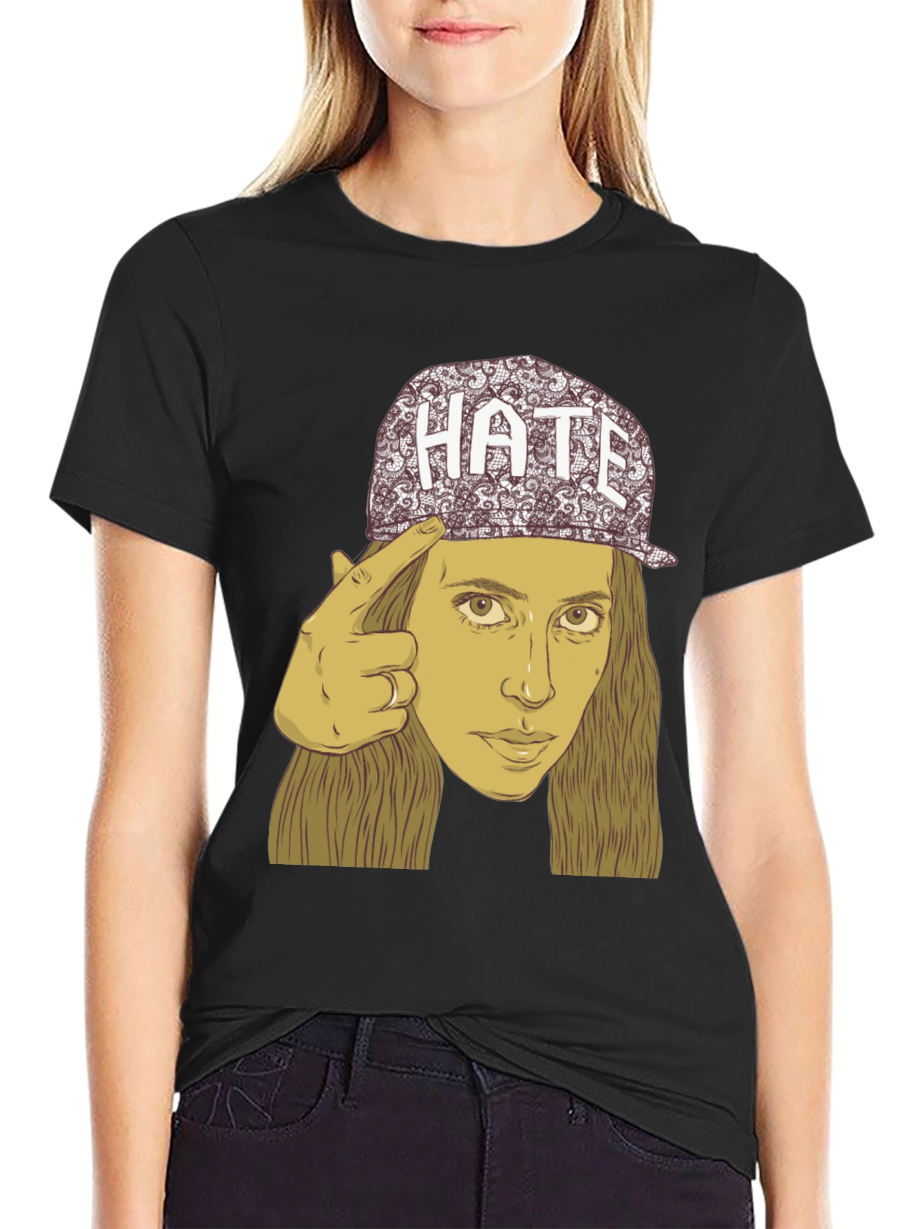 Hate Cap Tee - Edgy Graphic Print Unisex T-Shirt