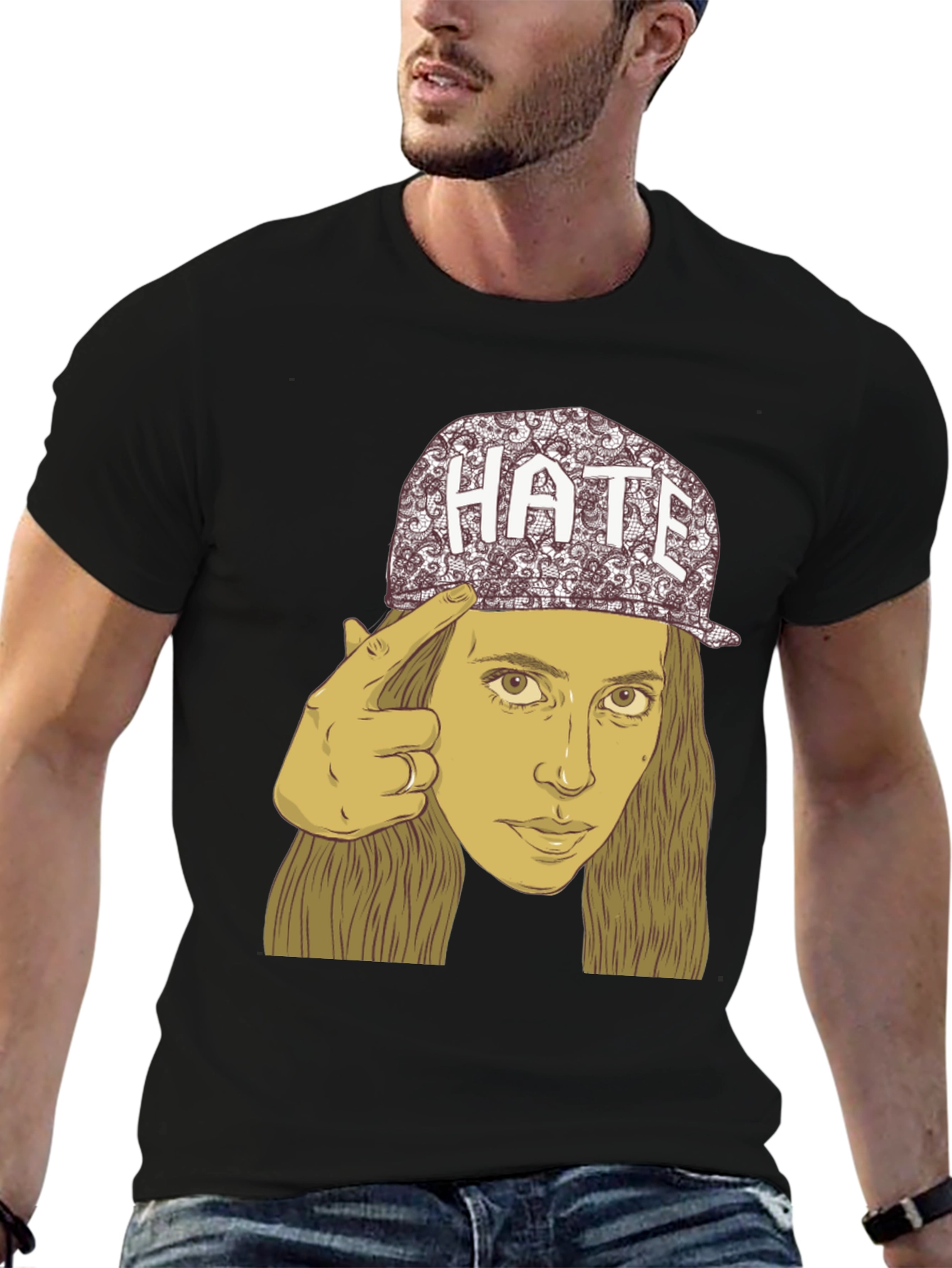 Hate Cap Tee - Edgy Graphic Print Unisex T-Shirt