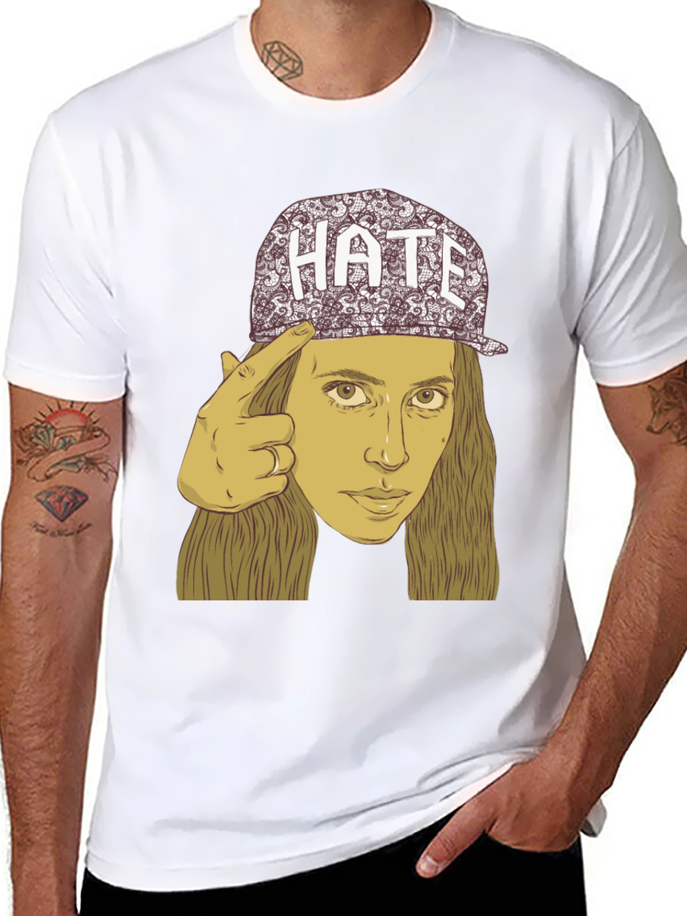 Hate Cap Tee - Edgy Graphic Print Unisex T-Shirt