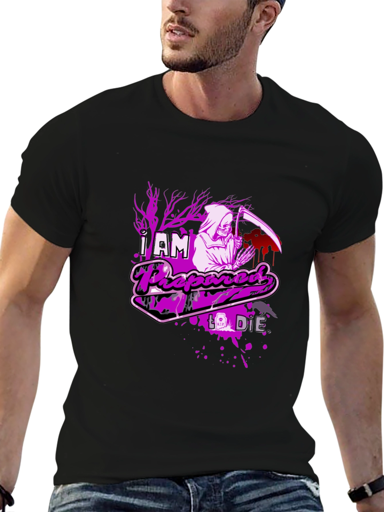 Grim Reaper Prepared to Die Graphic T-Shirt