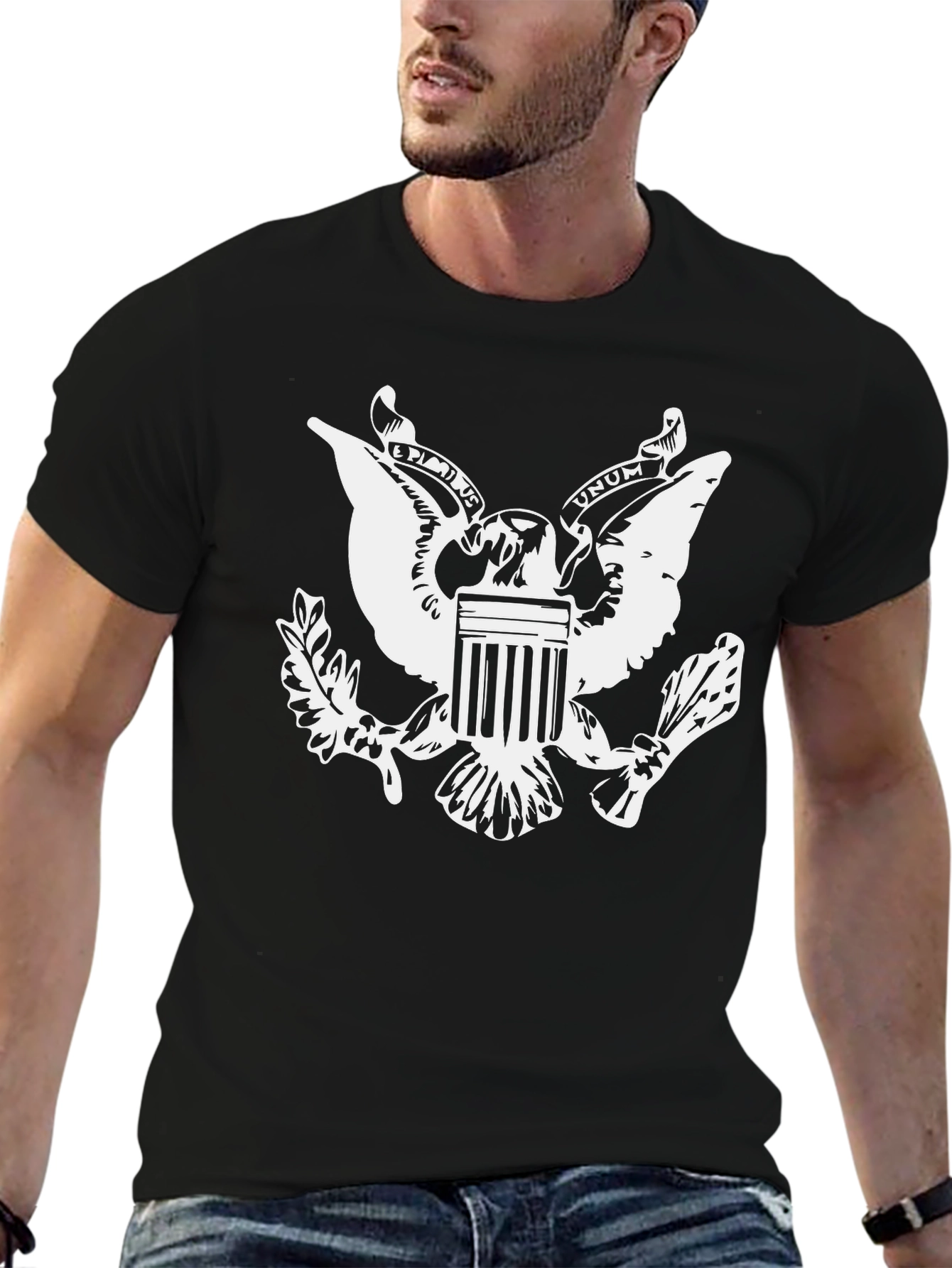 Black T-Shirt with Eagle Emblem
