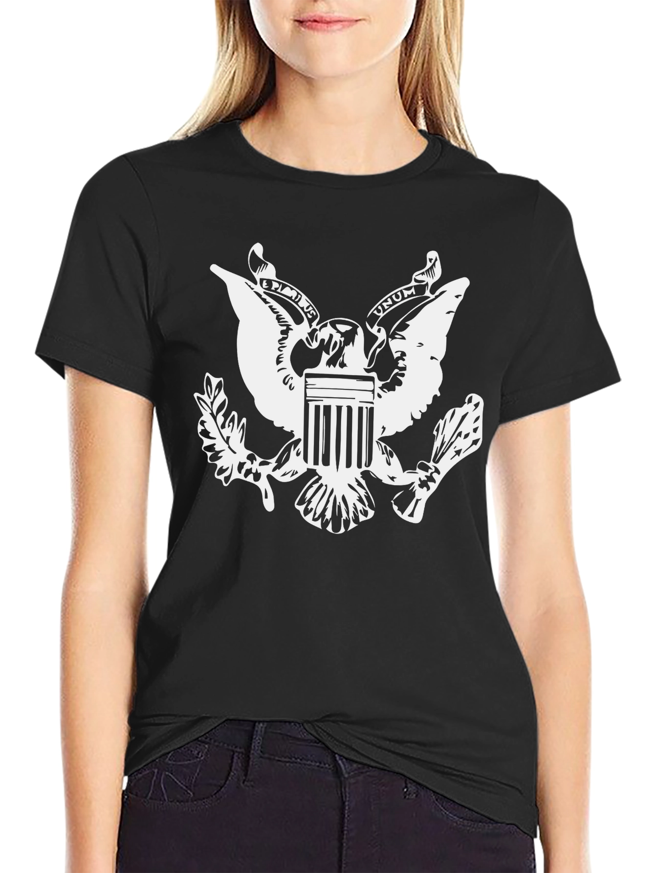 Black T-Shirt with Eagle Emblem