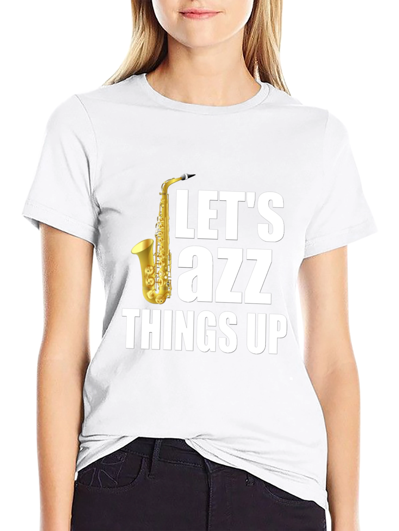 Lets Jazz Things Up Black T-Shirt - Saxophone Design
