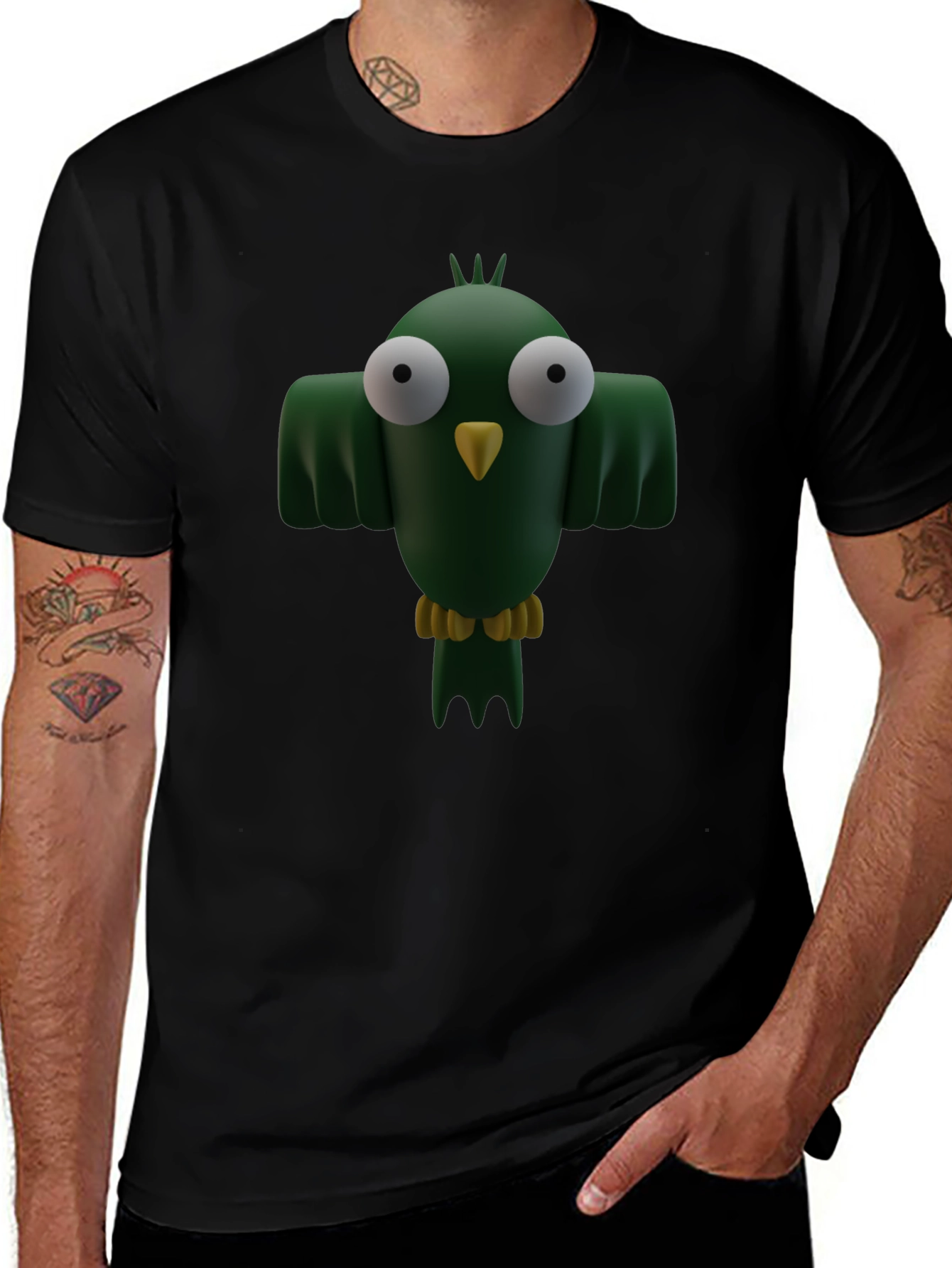 Cartoon Bird Graphic T-Shirt - Funny Animal Tee