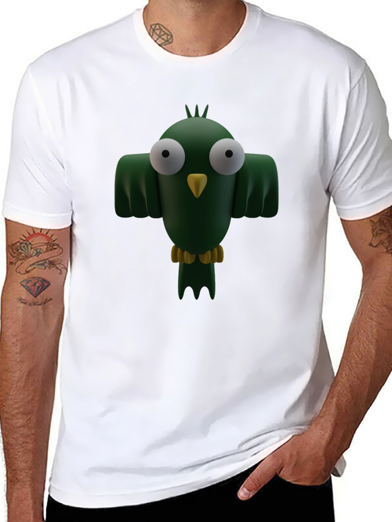 Cartoon Bird Graphic T-Shirt - Funny Animal Tee