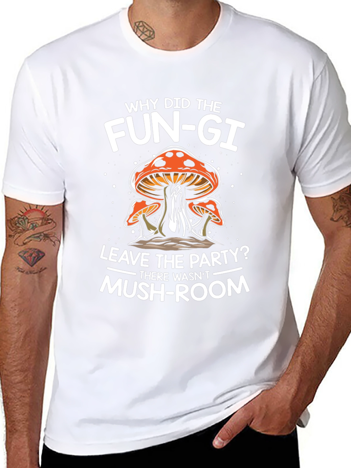 Funny Mushroom Pun T-Shirt - Why Did The Fun-gi