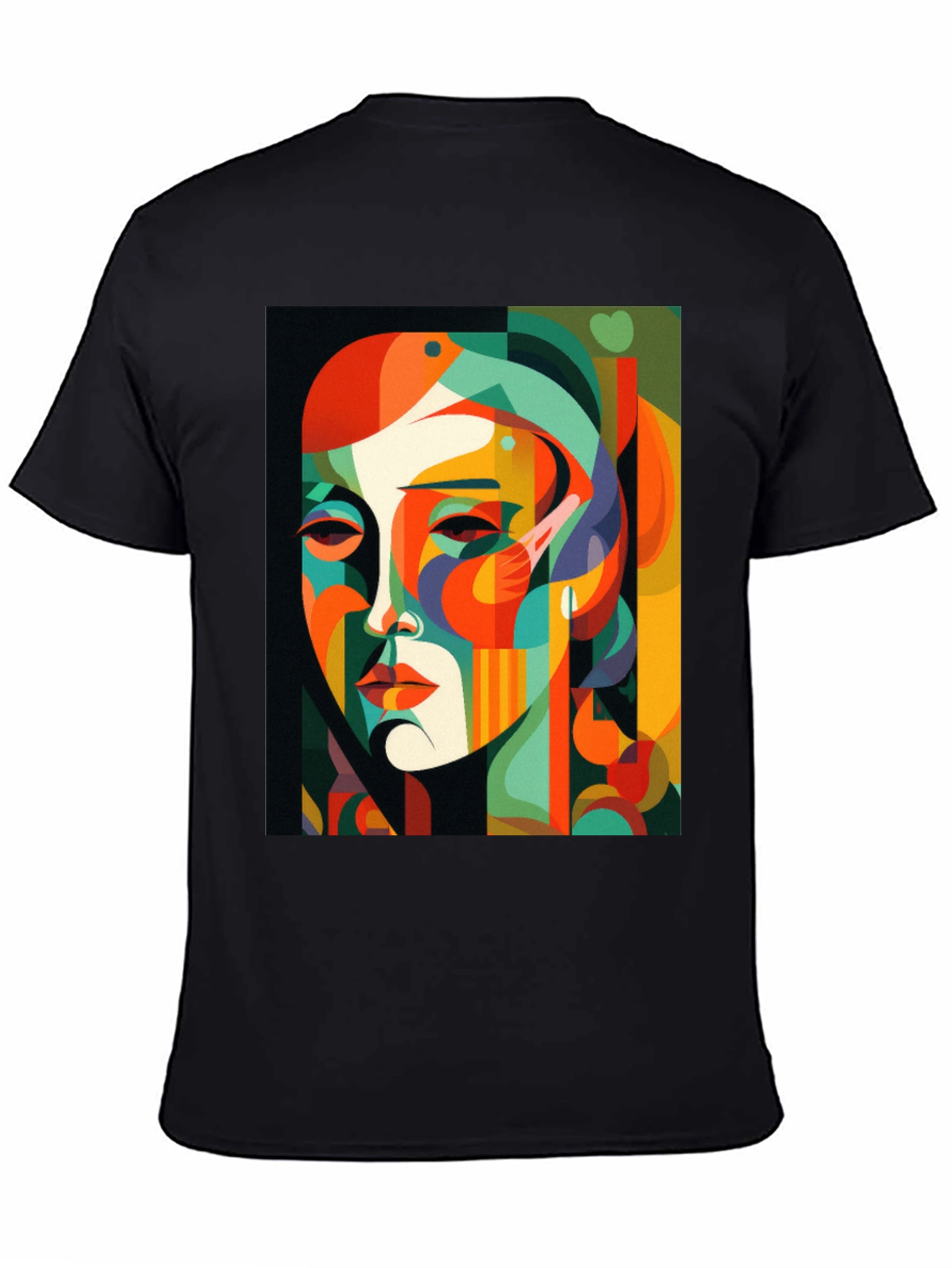 Abstract Face Graphic Print Black Tee