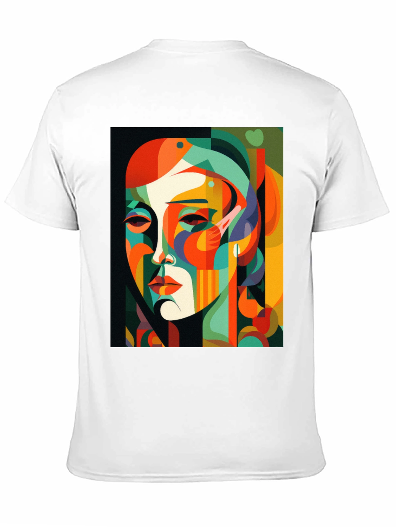 Abstract Face Graphic Print Black Tee