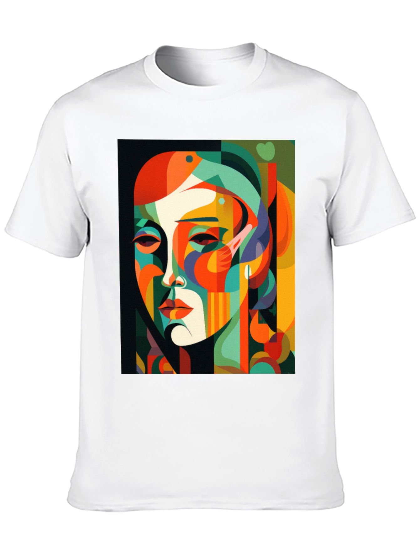 Abstract Face Graphic Print Black Tee