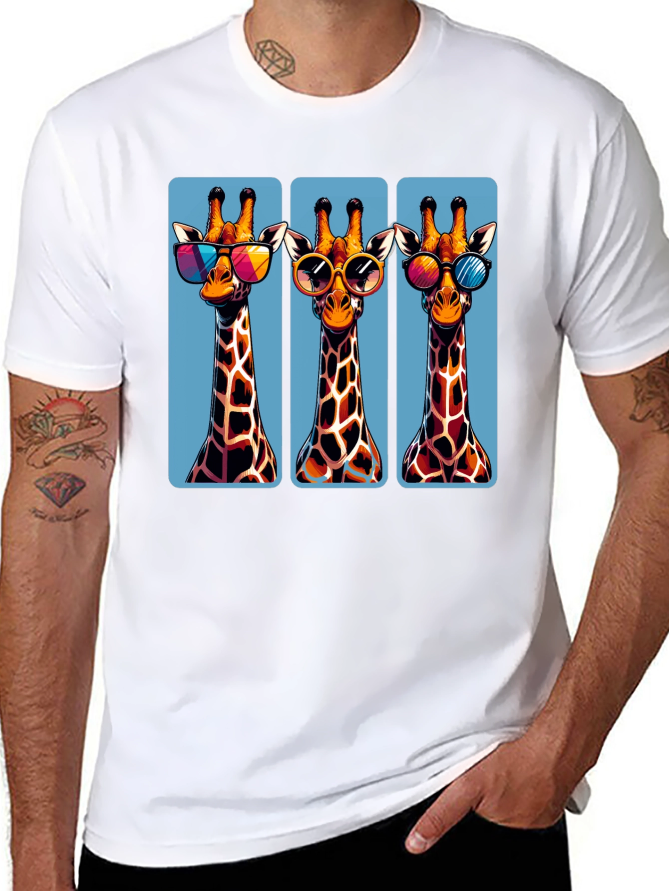 Giraffe Trio T-Shirt - Cool Shades Style