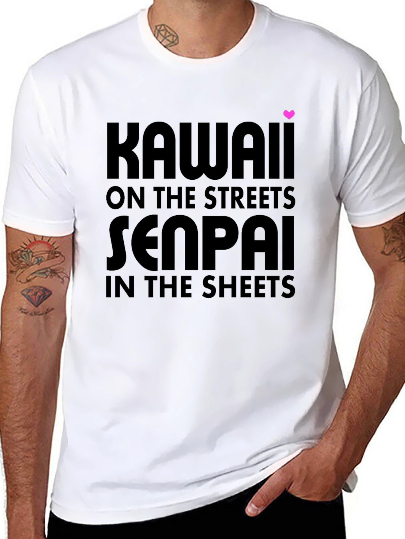 Kawaii Senpai Graphic Tee - Black Cotton T-Shirt