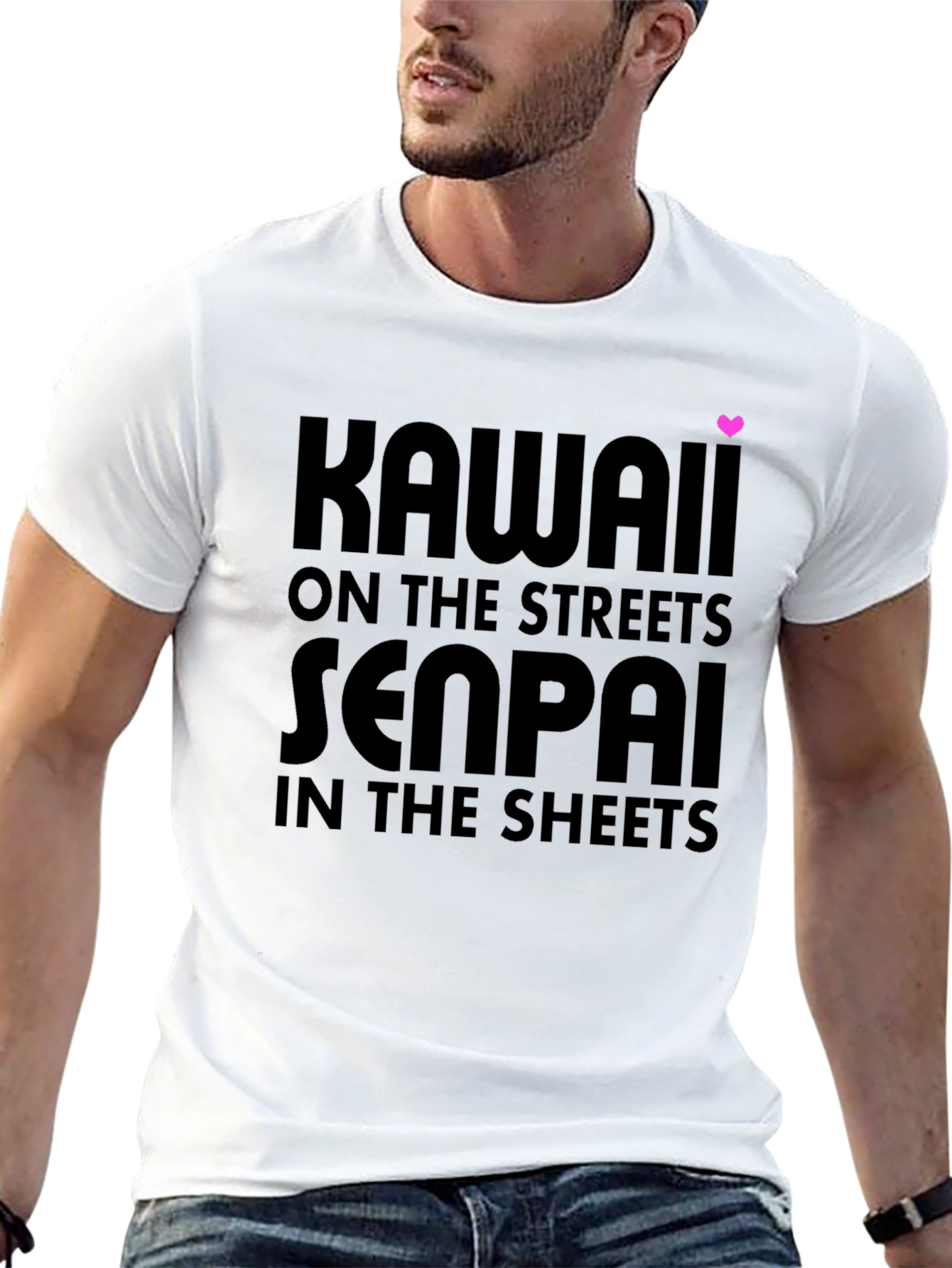 Kawaii Senpai Graphic Tee - Black Cotton T-Shirt