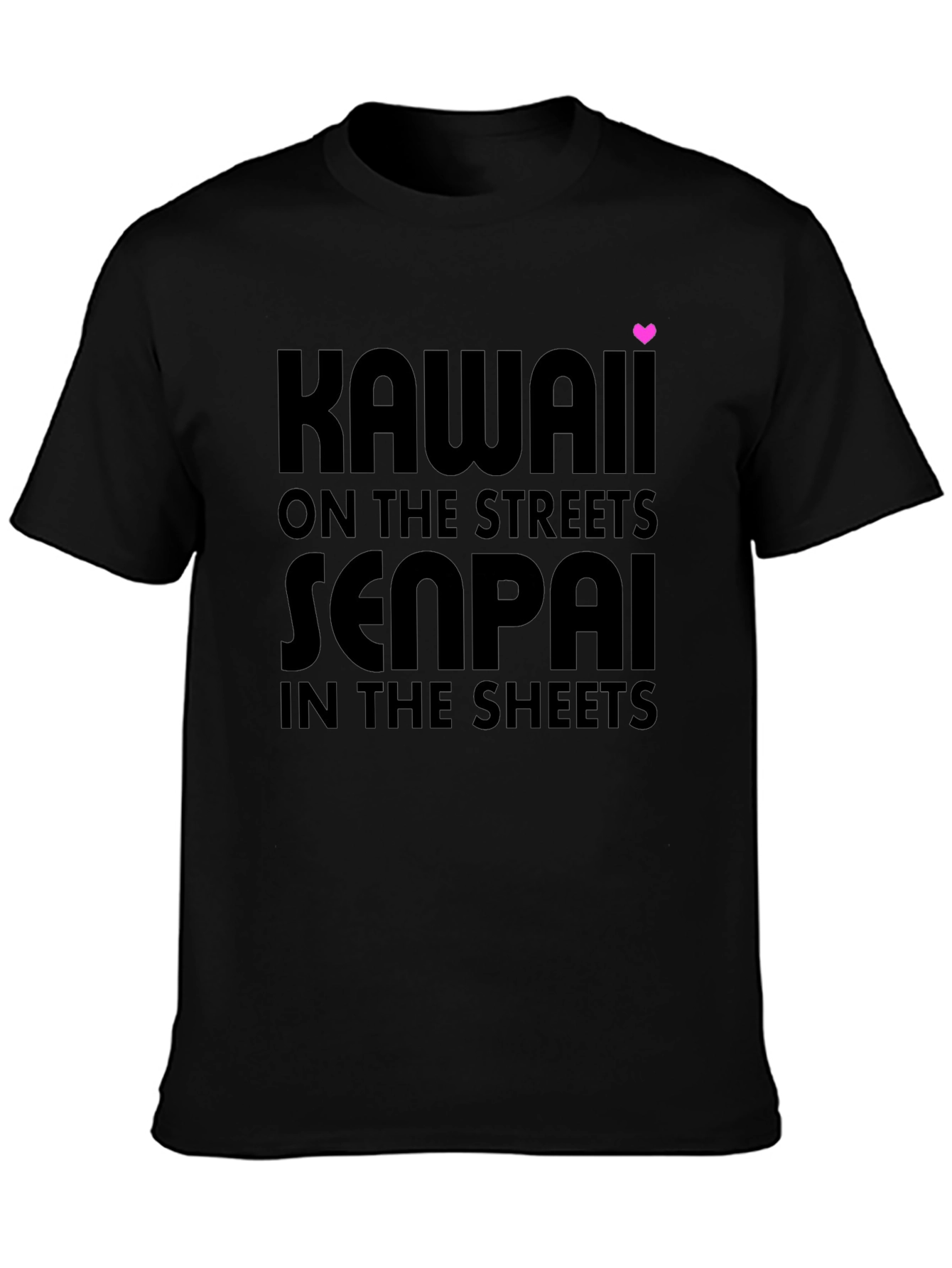 Kawaii Senpai Graphic Tee - Black Cotton T-Shirt