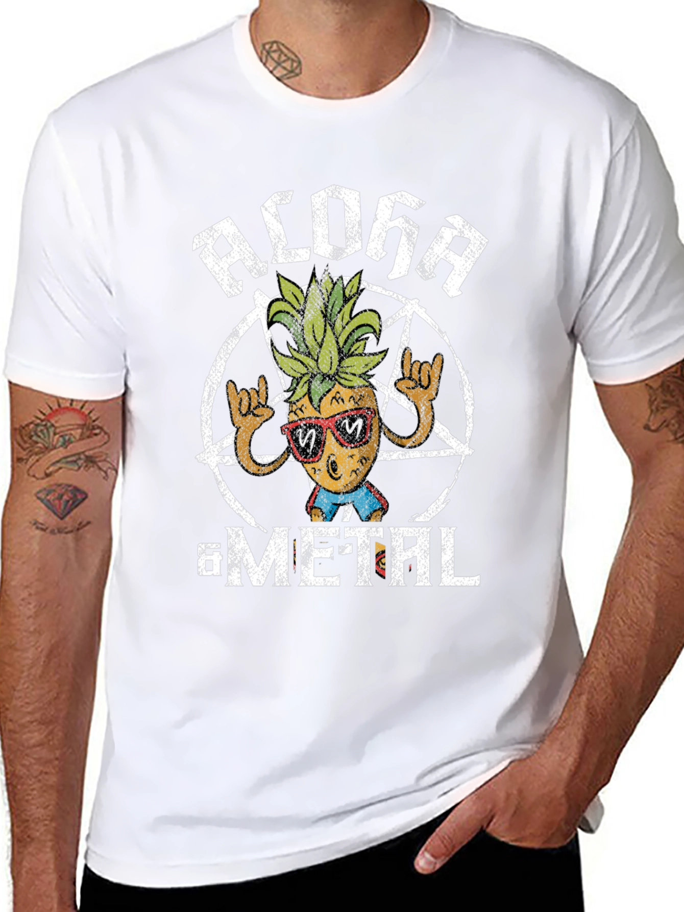 Aloha Metal Pineapple T-Shirt - Rock On!