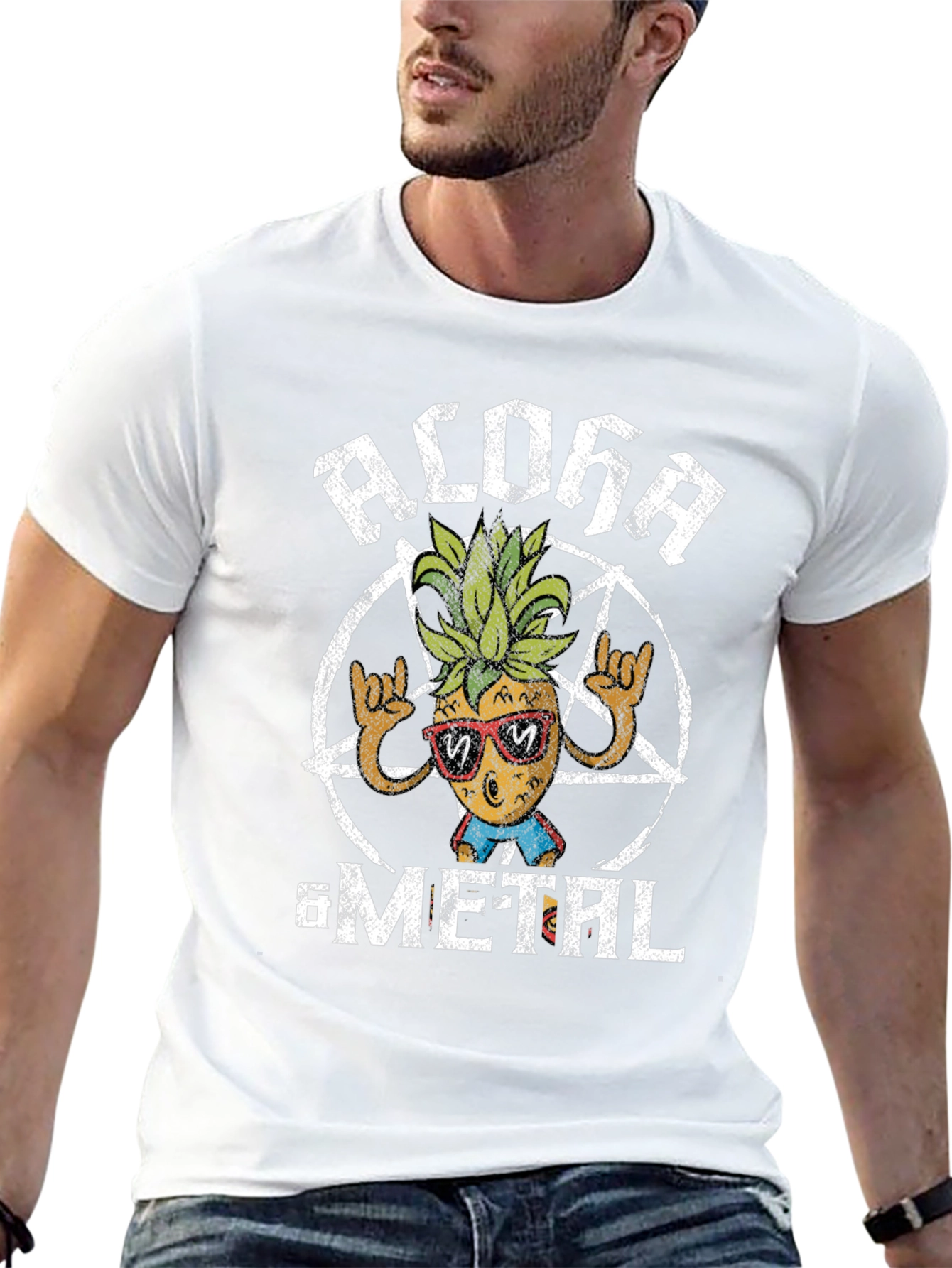 Aloha Metal Pineapple T-Shirt - Rock On!