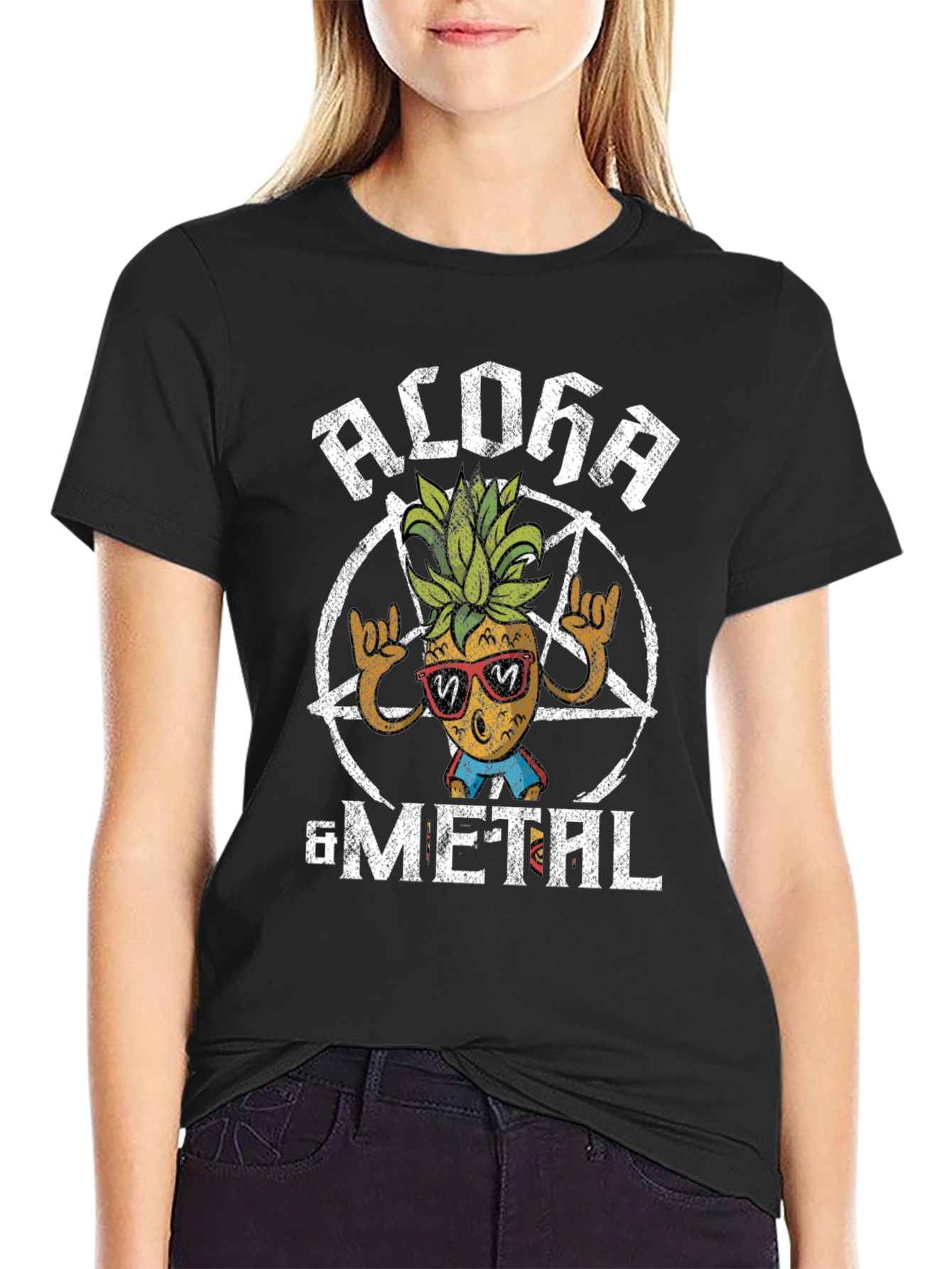 Aloha Metal Pineapple T-Shirt - Rock On!