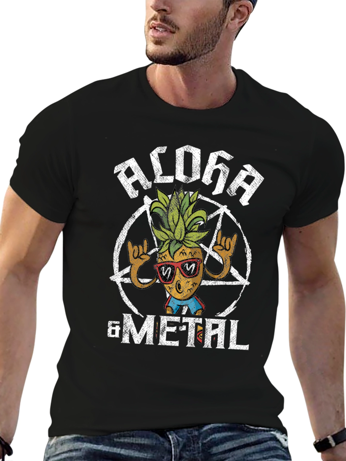 Aloha Metal Pineapple T-Shirt - Rock On!