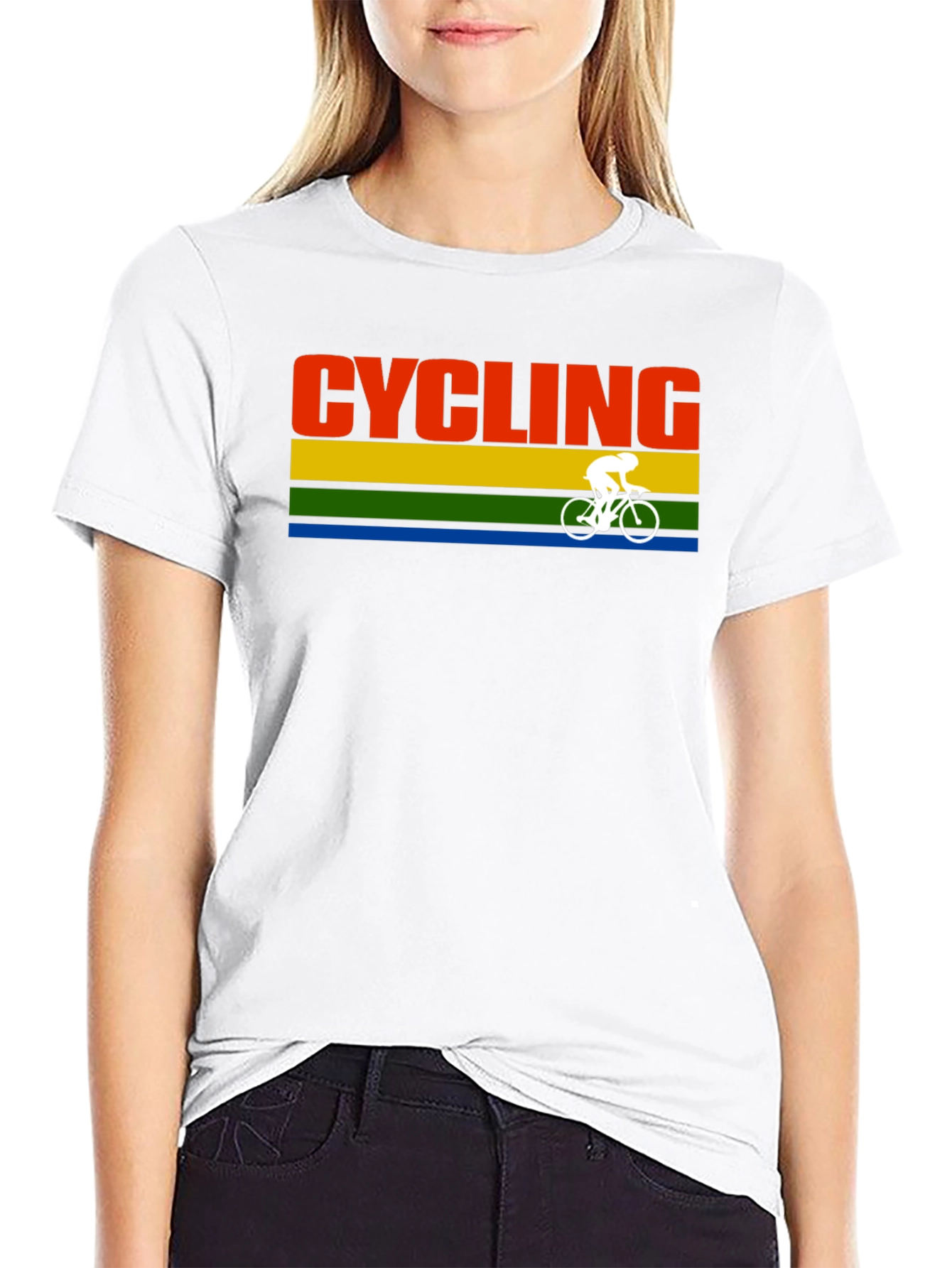 Cycling Retro Stripe Graphic T-Shirt - Black