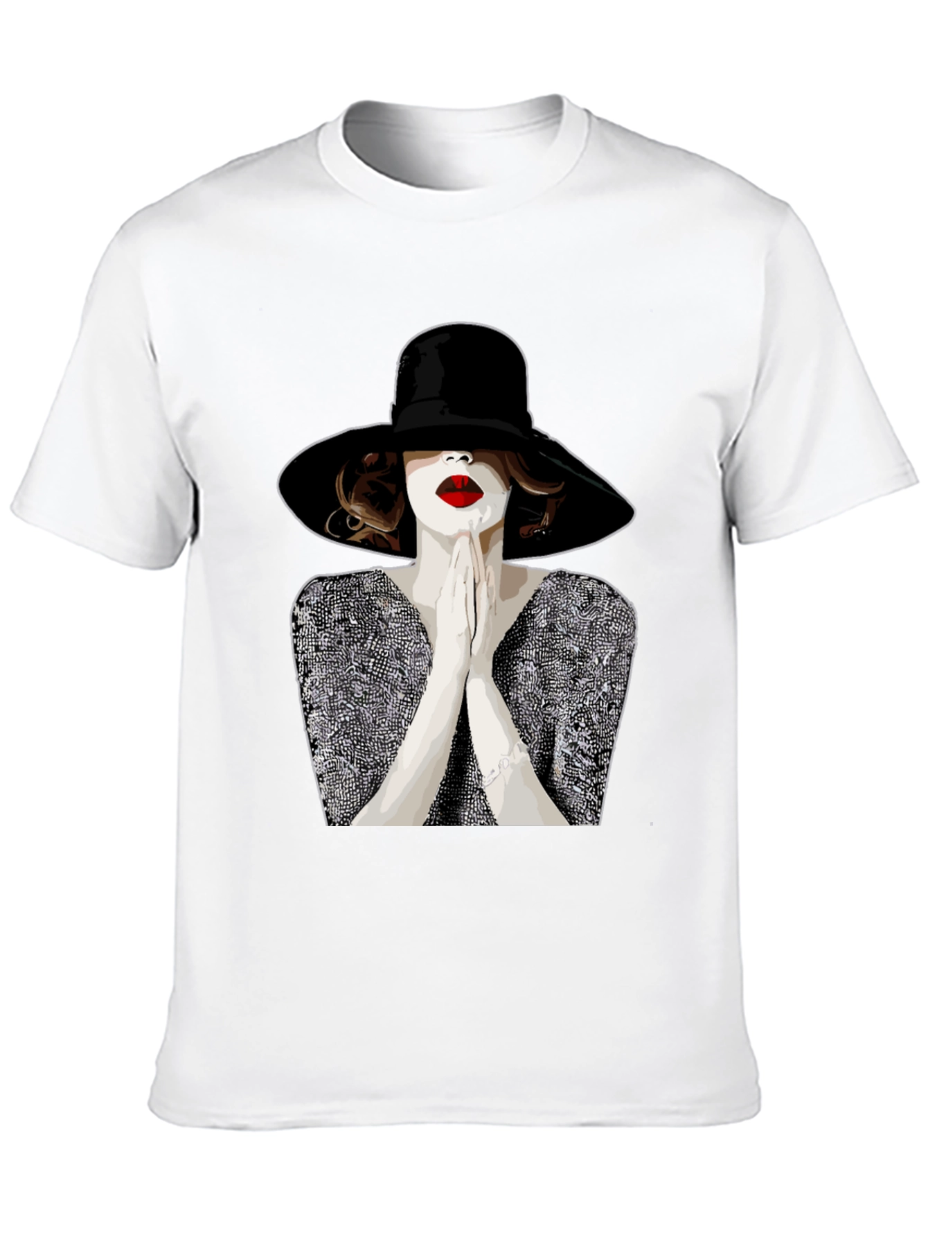 Stylish Graphic Tee - Woman with Hat
