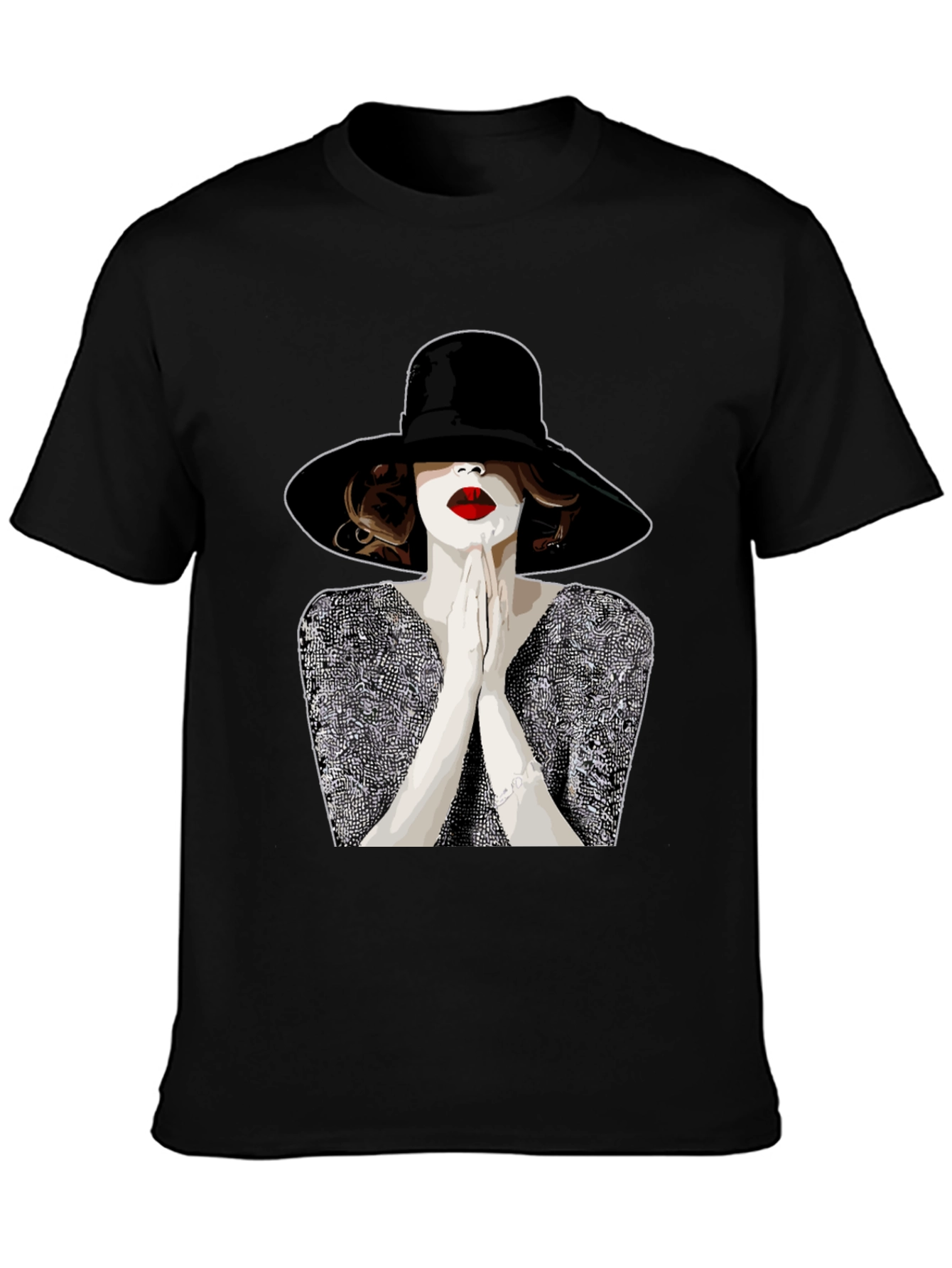 Stylish Graphic Tee - Woman with Hat