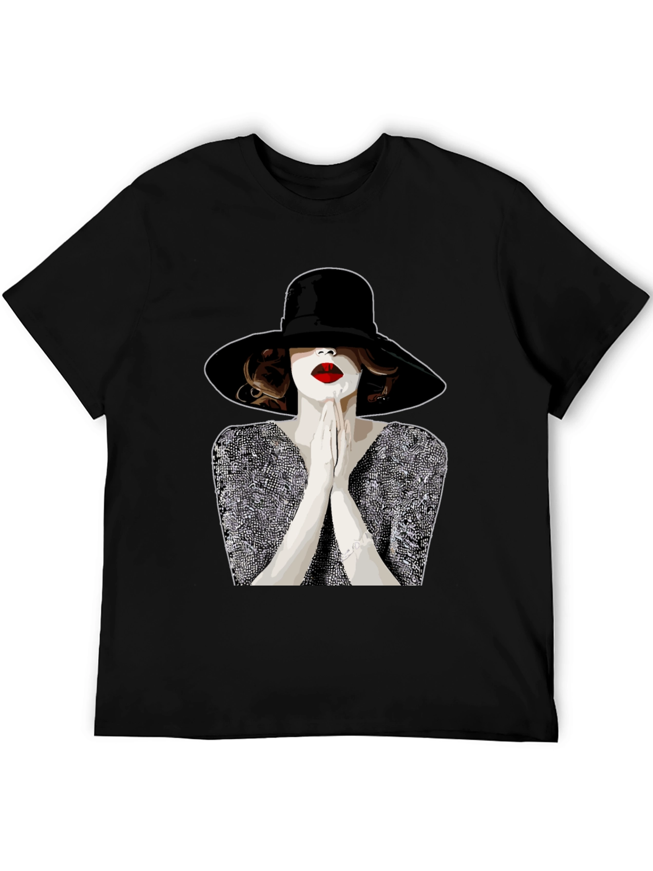 Stylish Graphic Tee - Woman with Hat