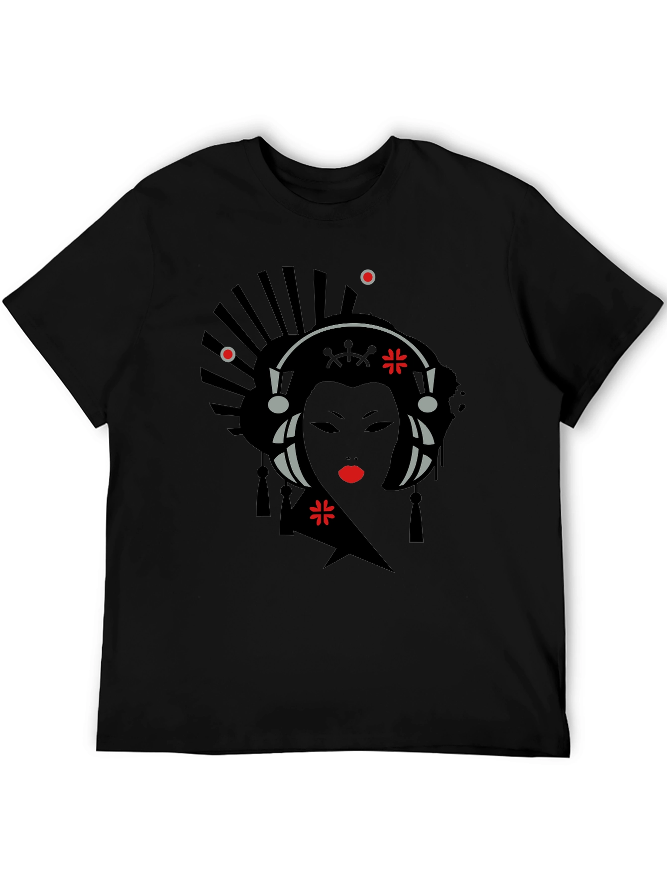 Geisha Graphic Print Black T-Shirt