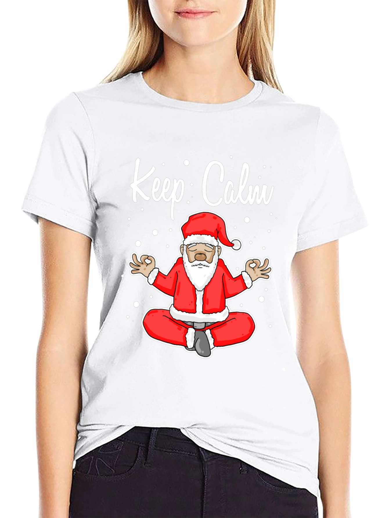 Keep Calm Santa T-Shirt - Christmas Yoga Design