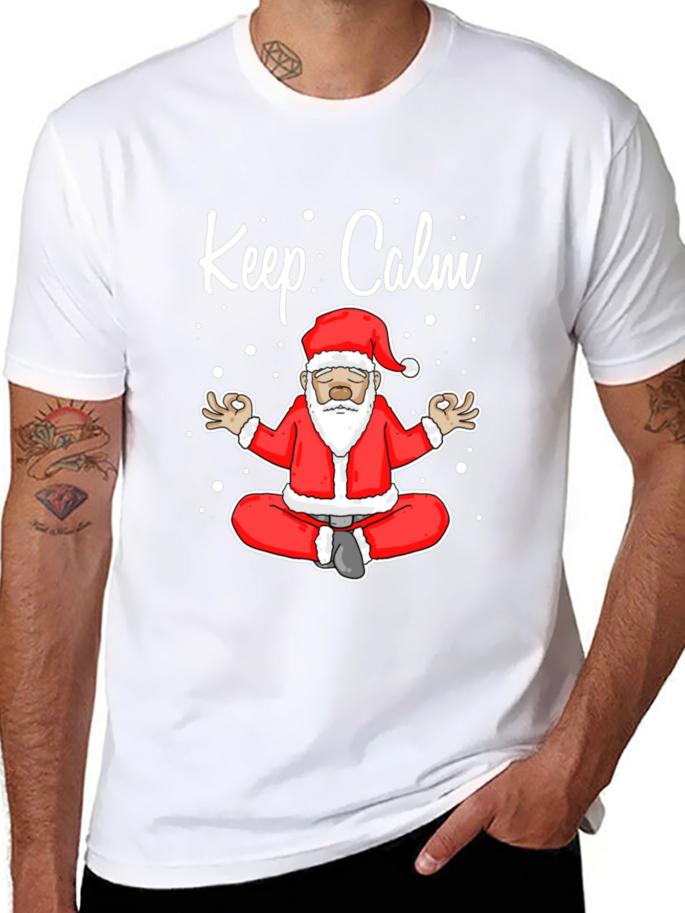 Keep Calm Santa T-Shirt - Christmas Yoga Design