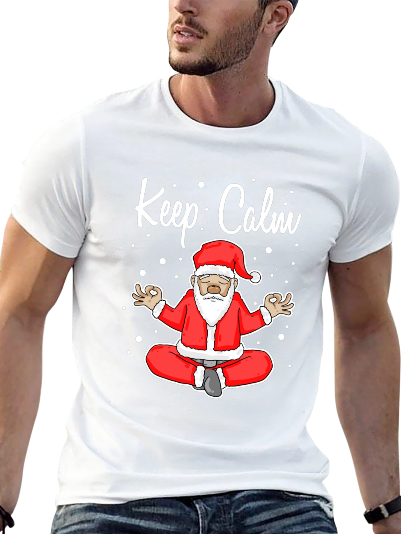 Keep Calm Santa T-Shirt - Christmas Yoga Design