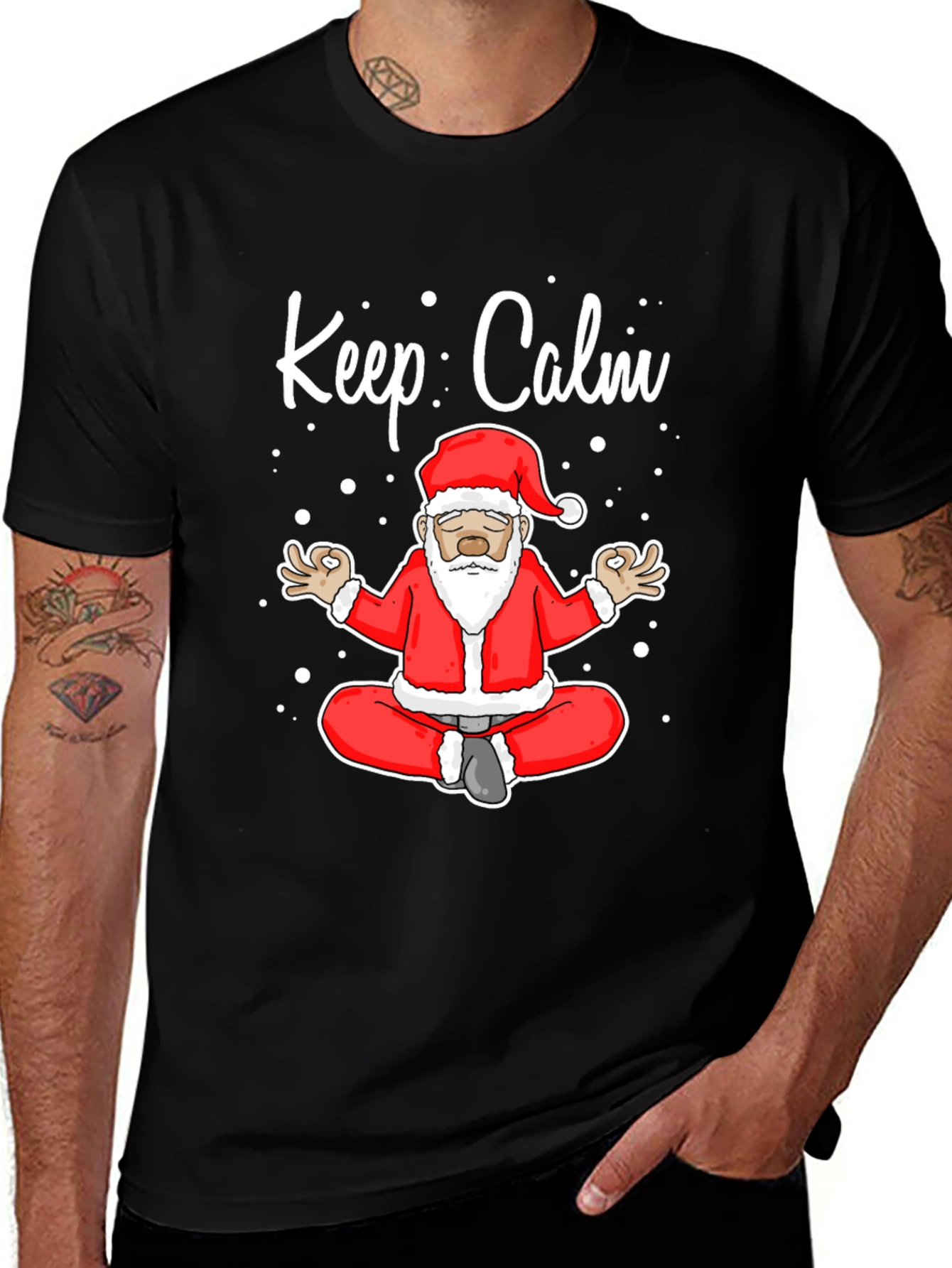 Keep Calm Santa T-Shirt - Christmas Yoga Design