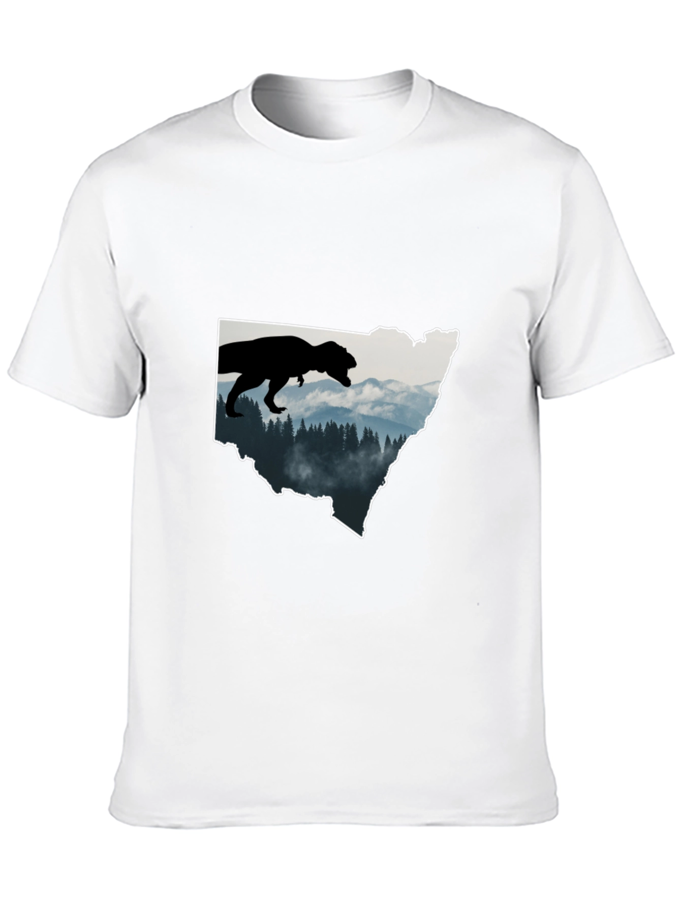 Dino Landscape Graphic Tee - Black Cotton T-Shirt