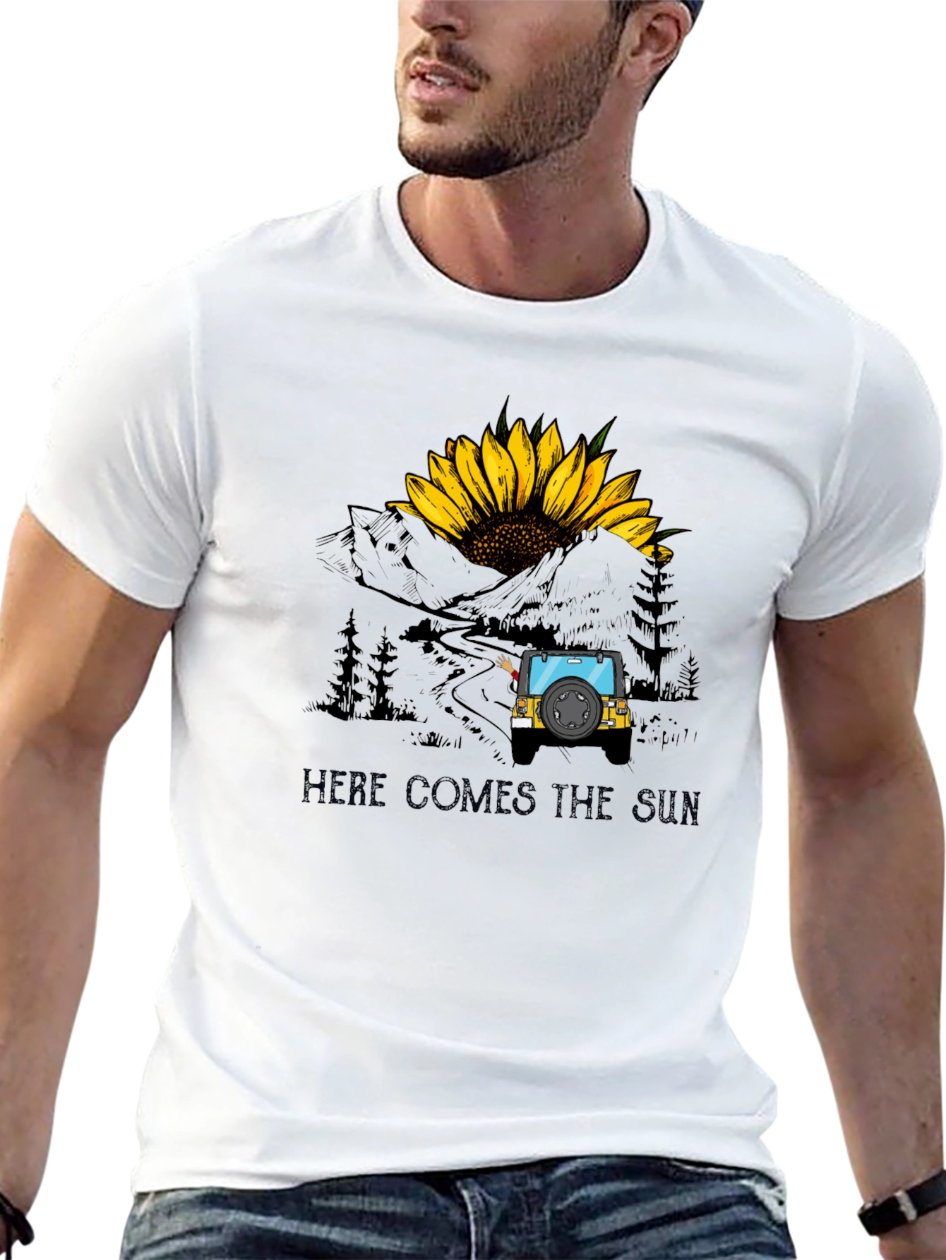 Here Comes The Sun Sunflower Jeep T-Shirt