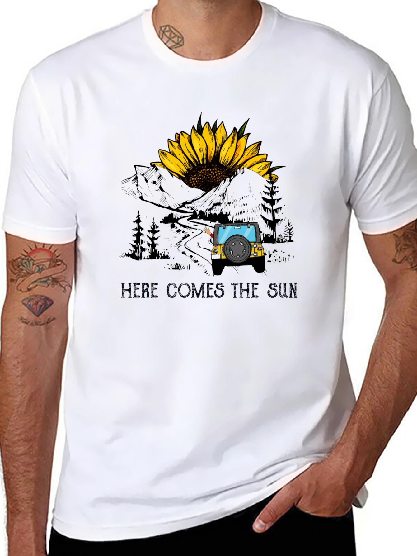 Here Comes The Sun Sunflower Jeep T-Shirt
