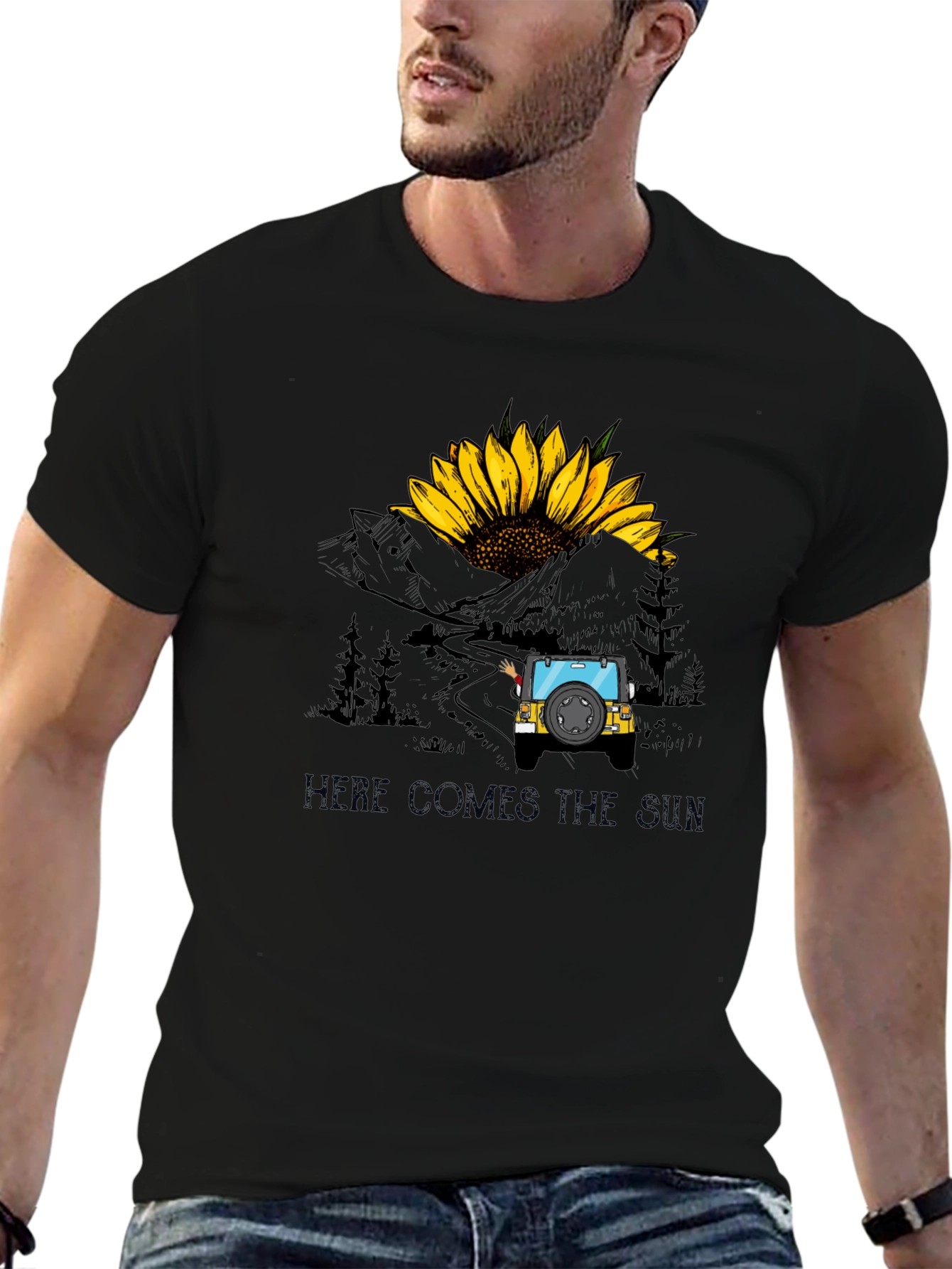 Here Comes The Sun Sunflower Jeep T-Shirt