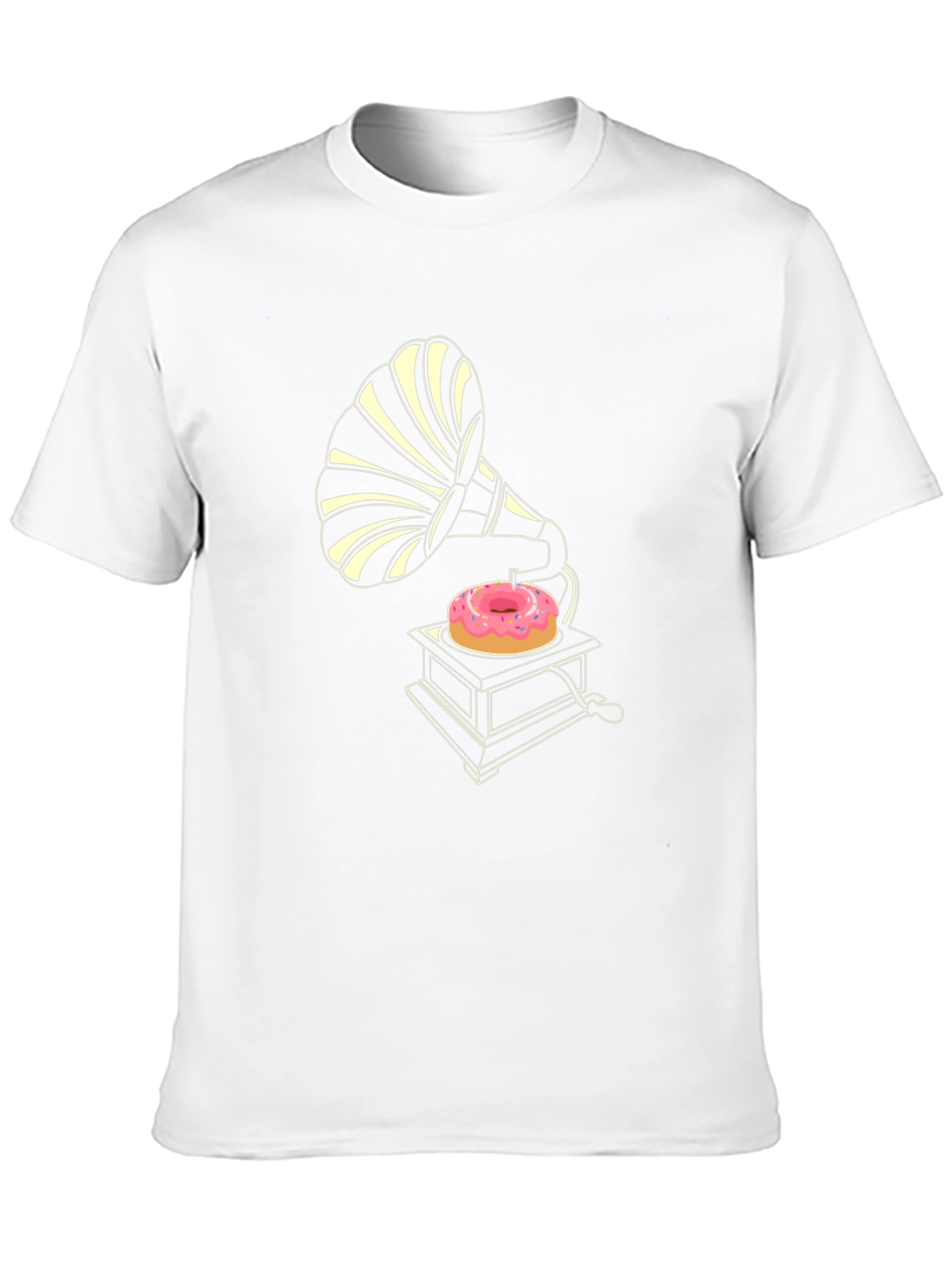 Retro Donut Gramophone Black T-Shirt