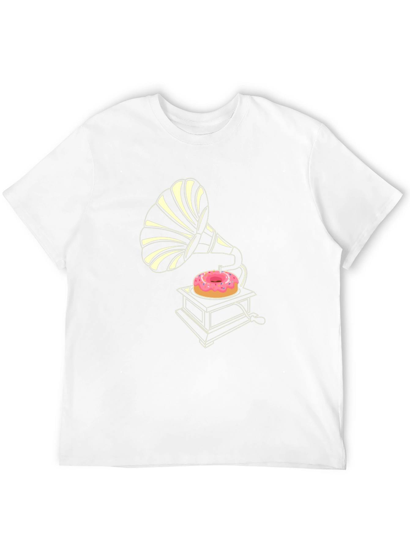 Retro Donut Gramophone Black T-Shirt