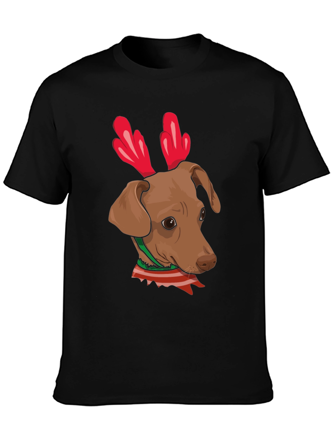 Dog Reindeer Antlers Christmas Graphic T-Shirt