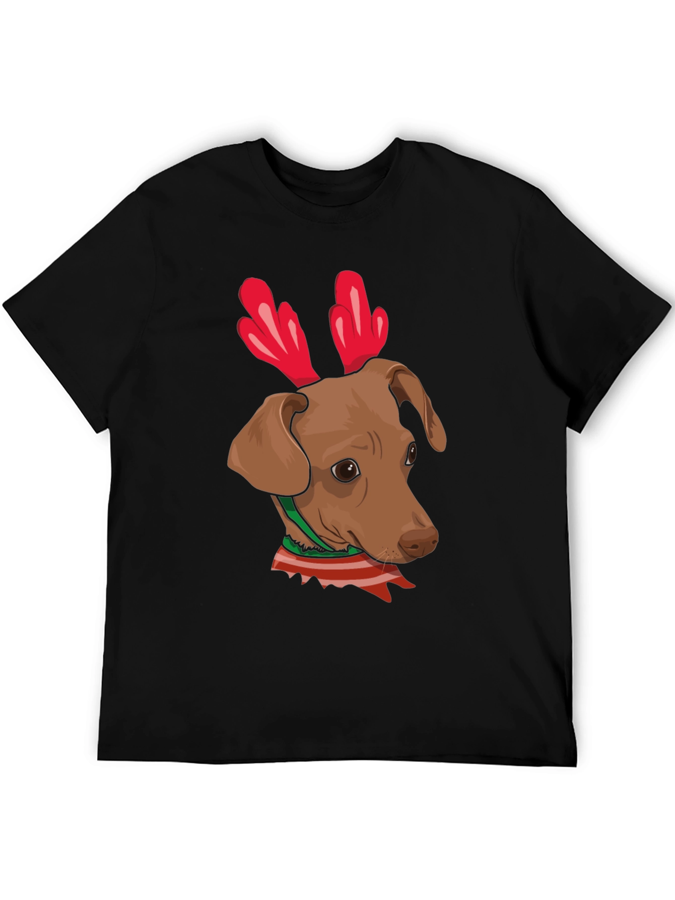Dog Reindeer Antlers Christmas Graphic T-Shirt