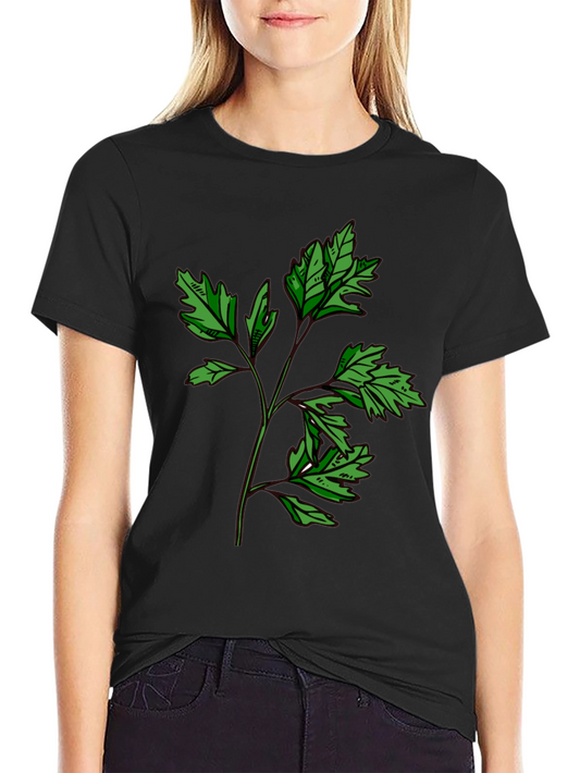 Botanical Print Black T-Shirt - Nature Inspired Style