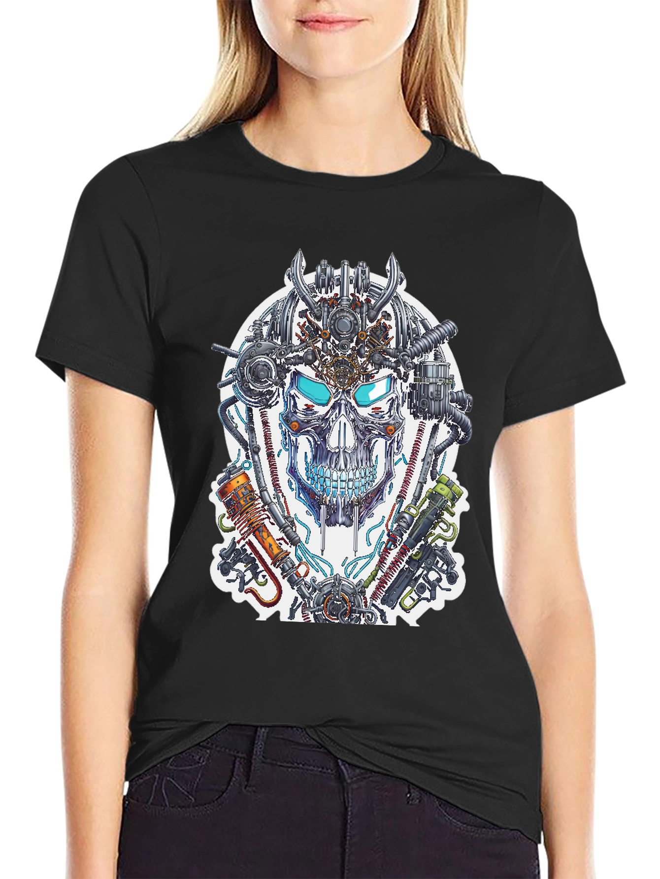 Steampunk Skull T-Shirt - Mechanical Design