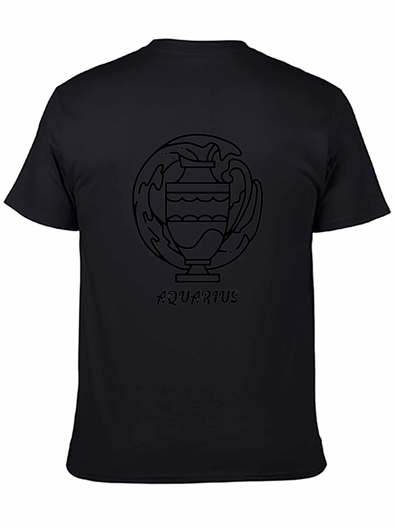 Aquarius Zodiac Black Graphic Tee for Men