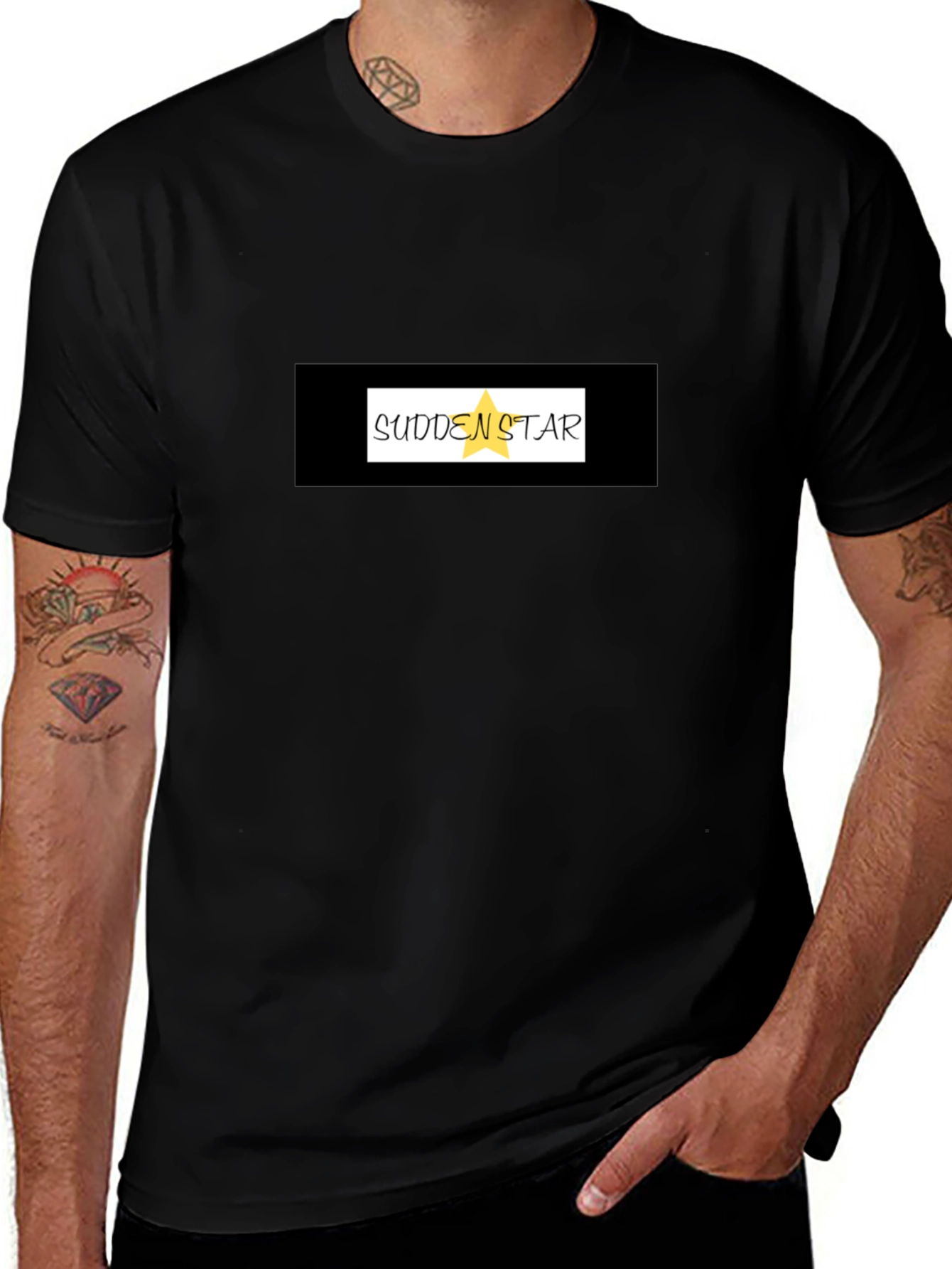 Sudden Star Graphic T-Shirt - Black Mens Casual Tee