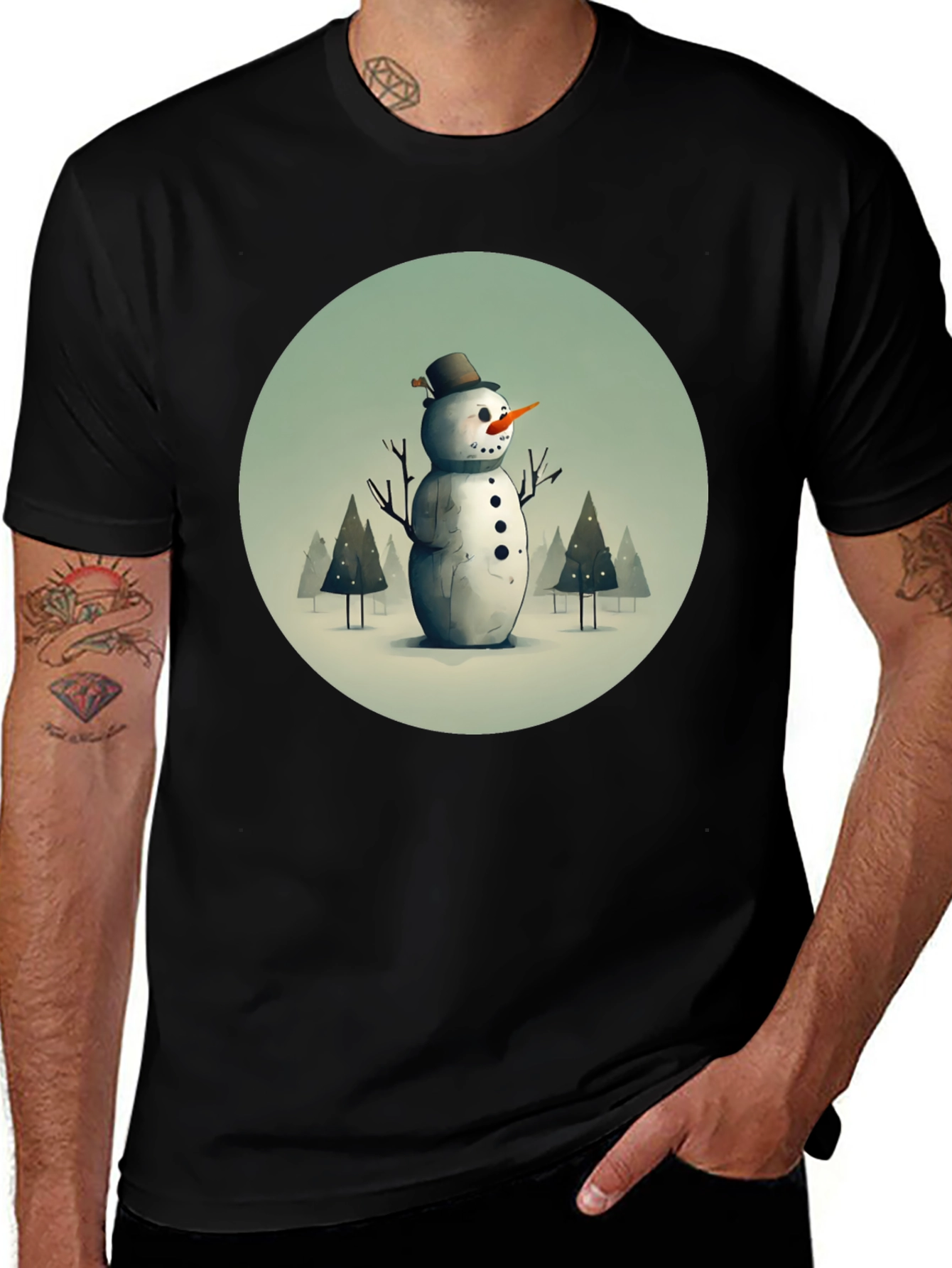 Snowman Graphic Tee - Winter Holiday Apparel