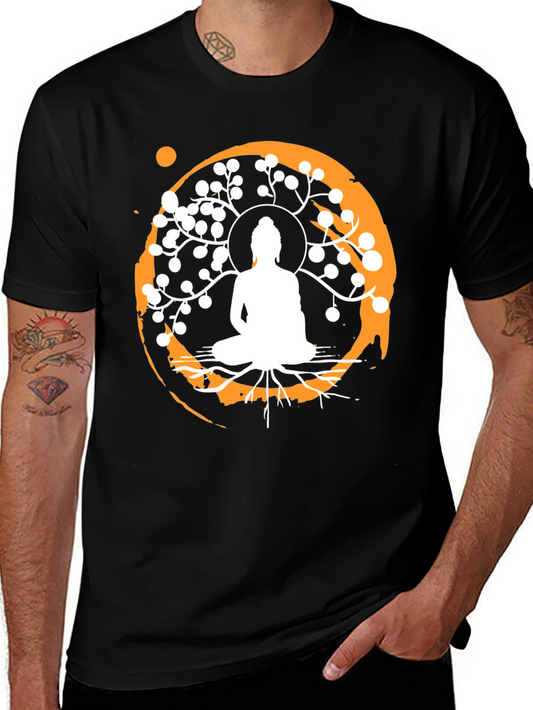 Buddha Tree Graphic T-Shirt - Zen Style