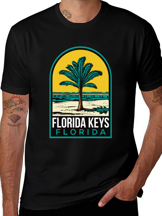 Florida Keys Black T-Shirt Palm Tree Design