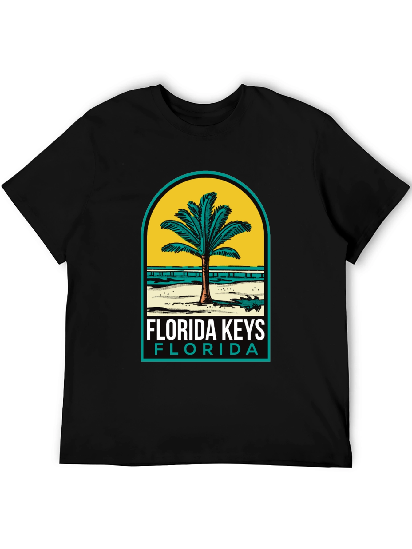 Florida Keys Black T-Shirt Palm Tree Design